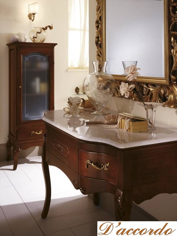 картинка Мебель для ванной комнаты напольная с мраморной столешницей и встраиваемой раковиной, коллекция Versailles от магазина D'accordo